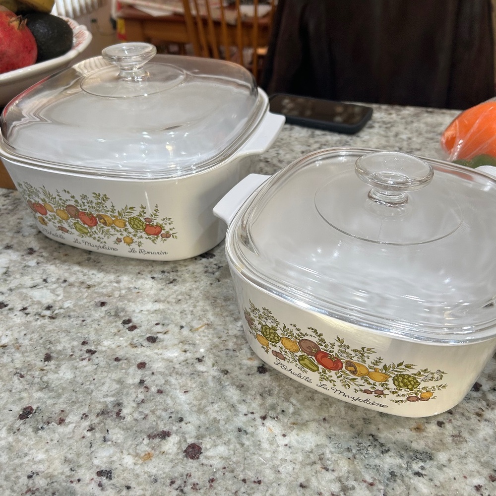 Corningware Spice of Life 5 quart and 3 quart casserole dishes pair